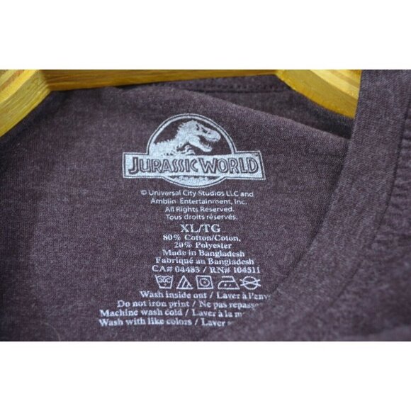 Jurassic Park World Mens T-Shirt XL Official Merch Maroon Logo Tee Universal - Picture 5 of 7